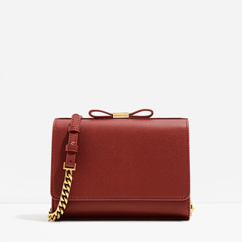 Bow Detail Clutch, Red
