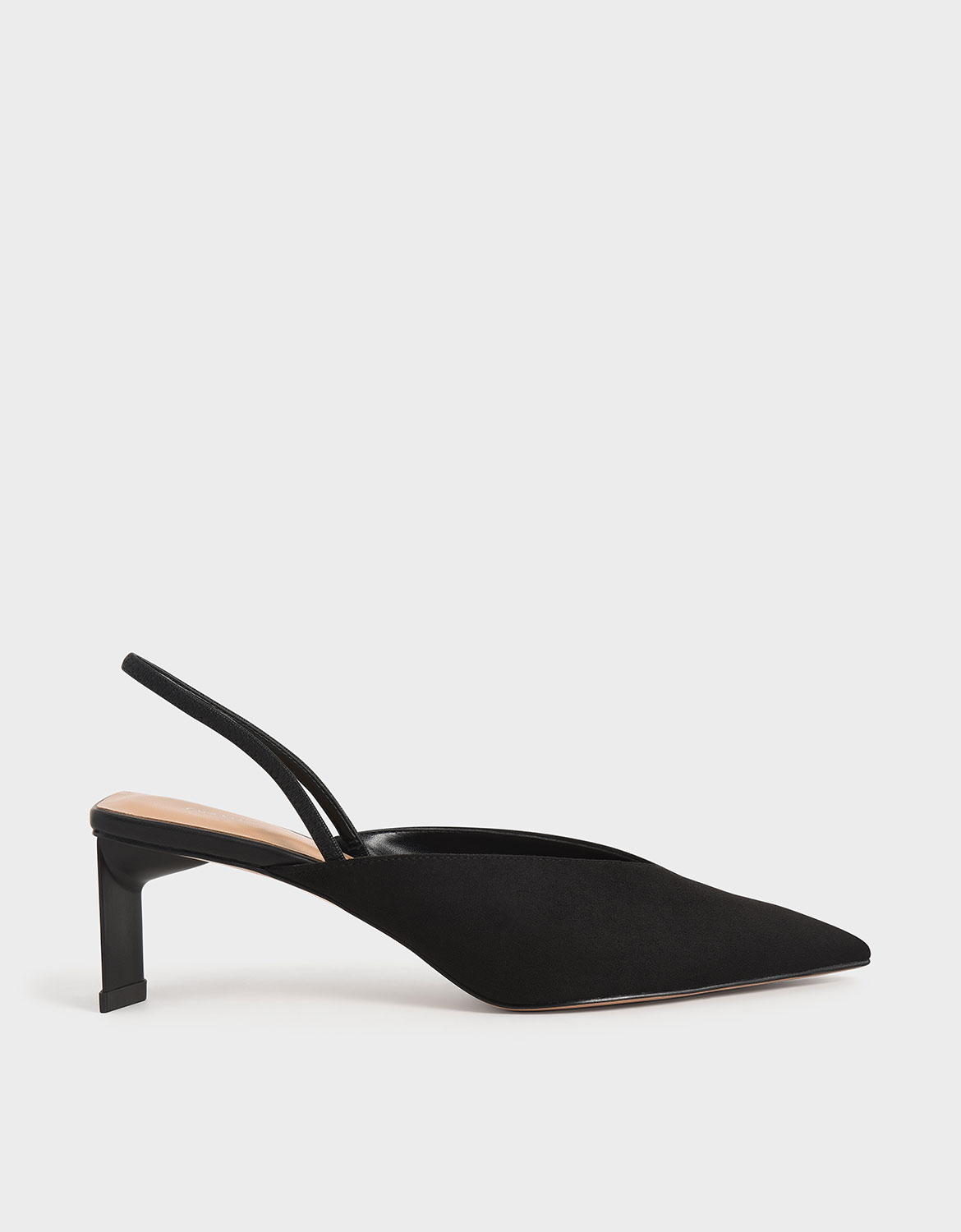 Textured Blade Heel Slingback Court Shoes, Black