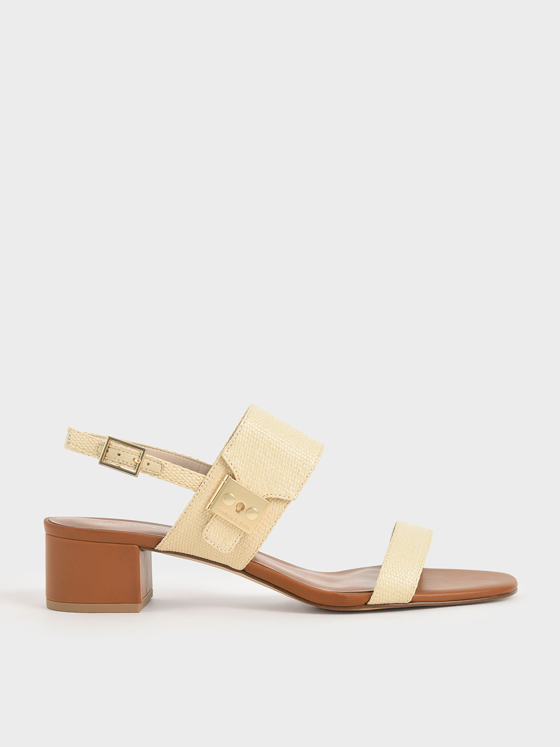 Raffia Buckle Strap Sandals, Sand