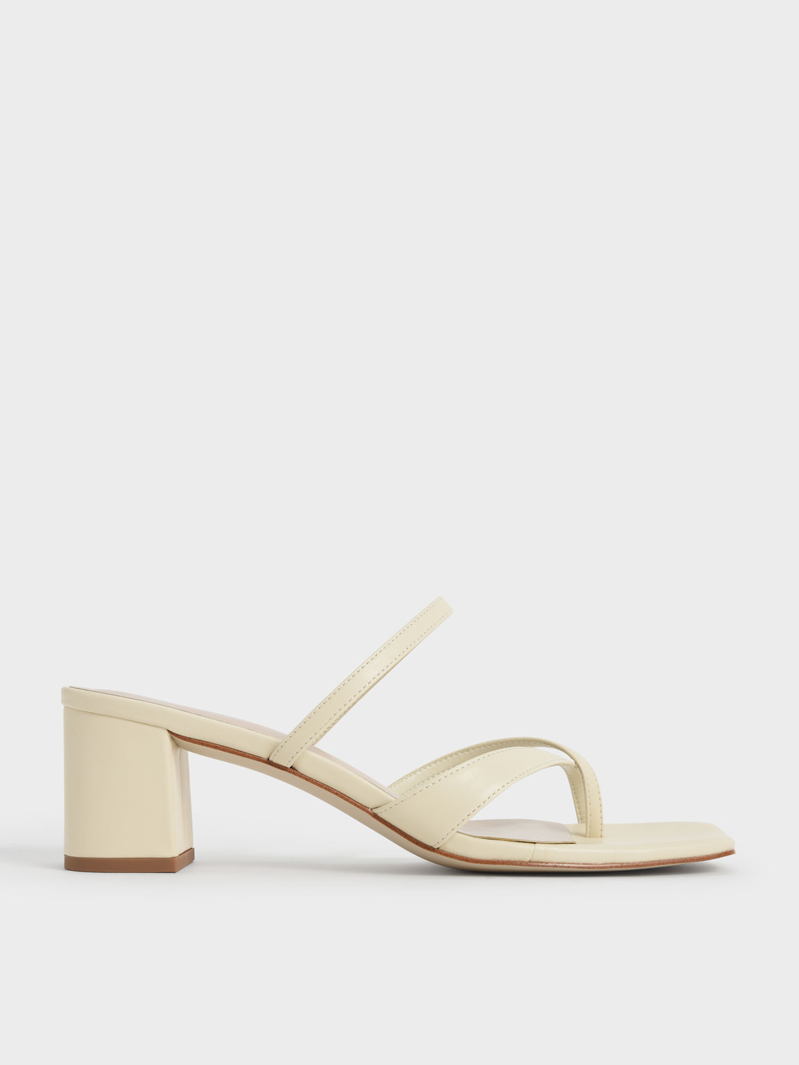 Block Heel Toe Loop Sandals, Chalk