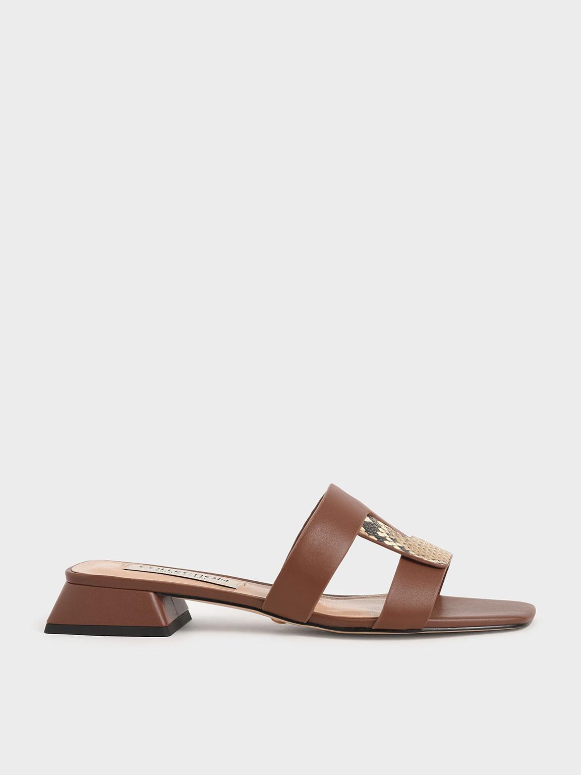 Leather Cut Out Mules, Brown