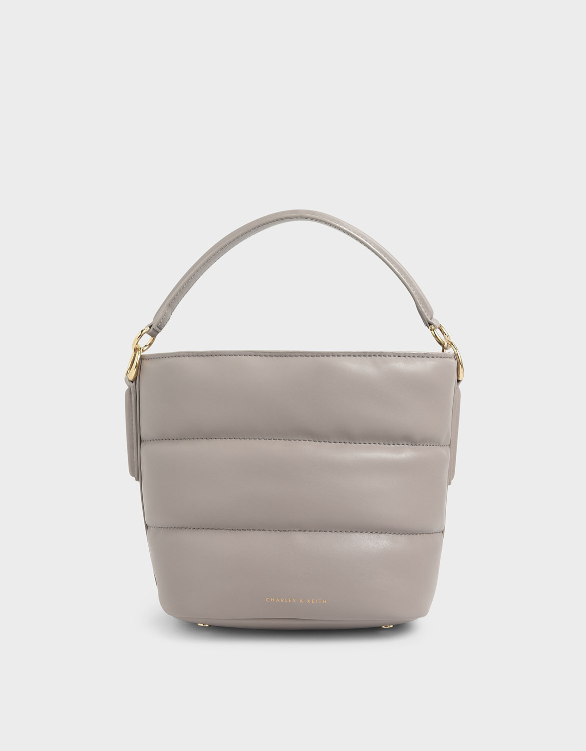 Quilted Drawstring Bucket Bag, Sand