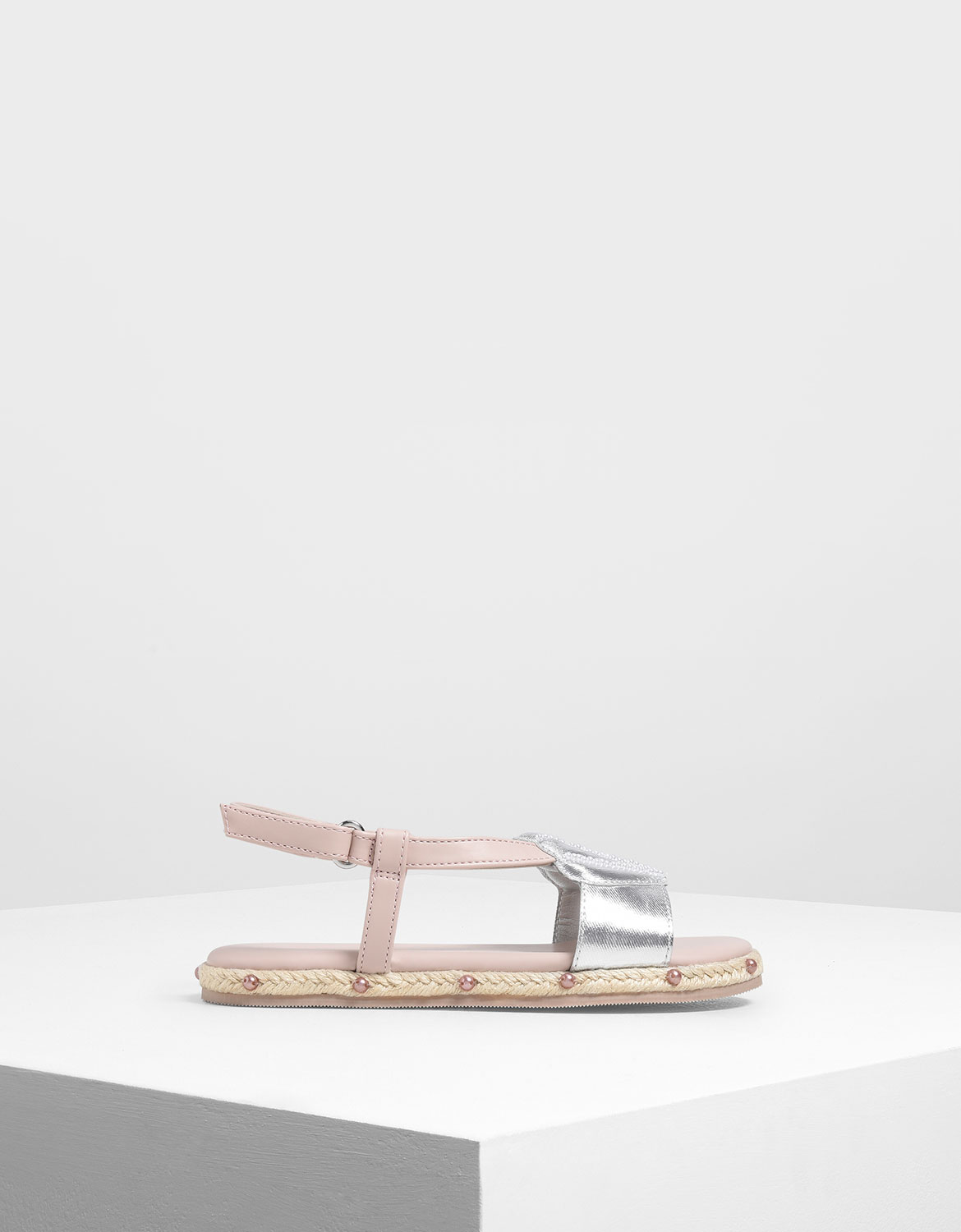 Girls' Seashell Espadrille Sandals, Silver