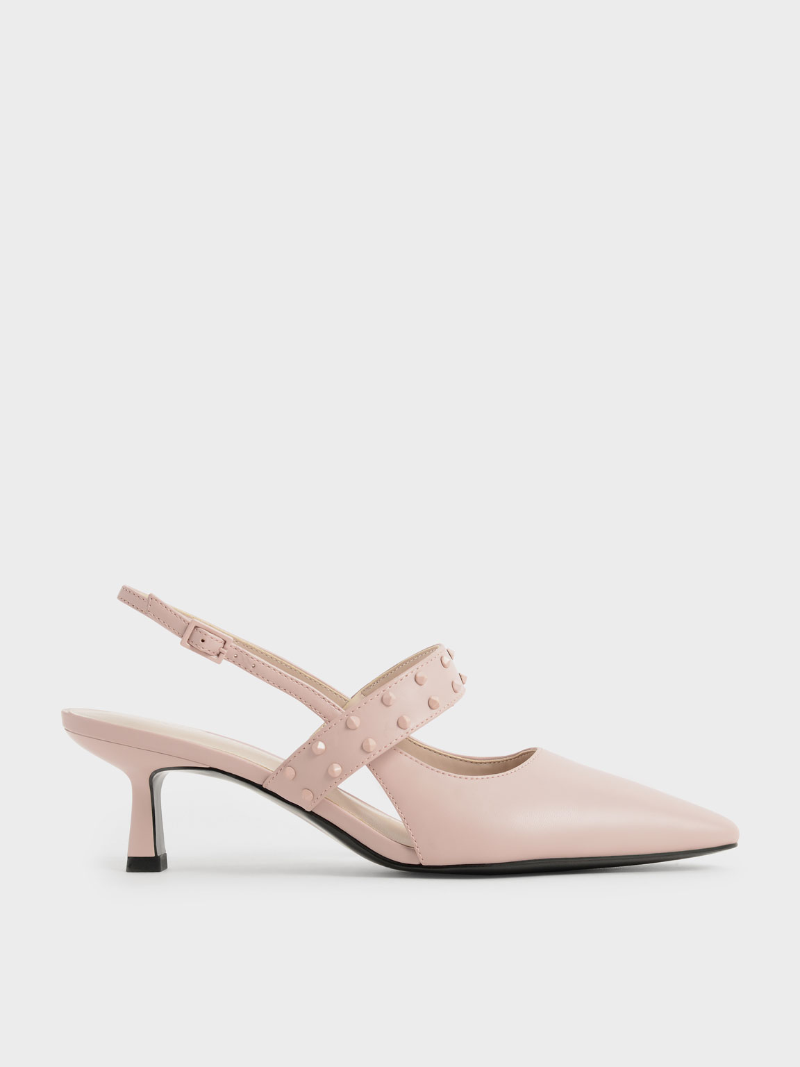 Studded Slingback Pumps, Light pink