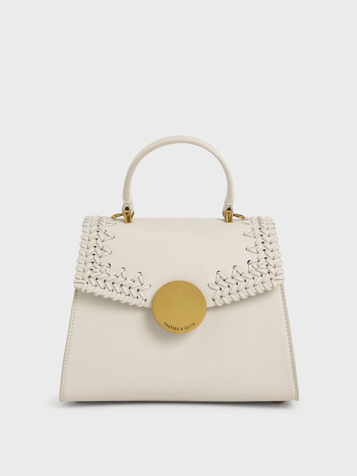 Woven Top Handle Bag, Ivory