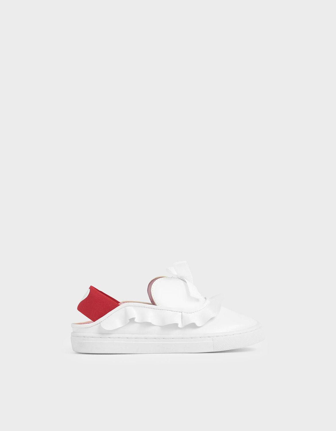 Girls' Frill-Trim Slip-On Sneakers, White