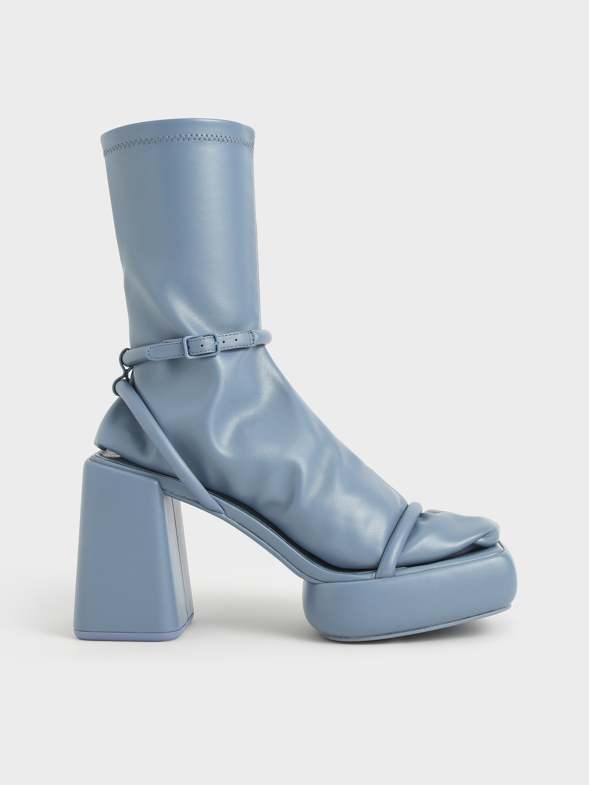 Lucile Platform Calf Boots, Blue