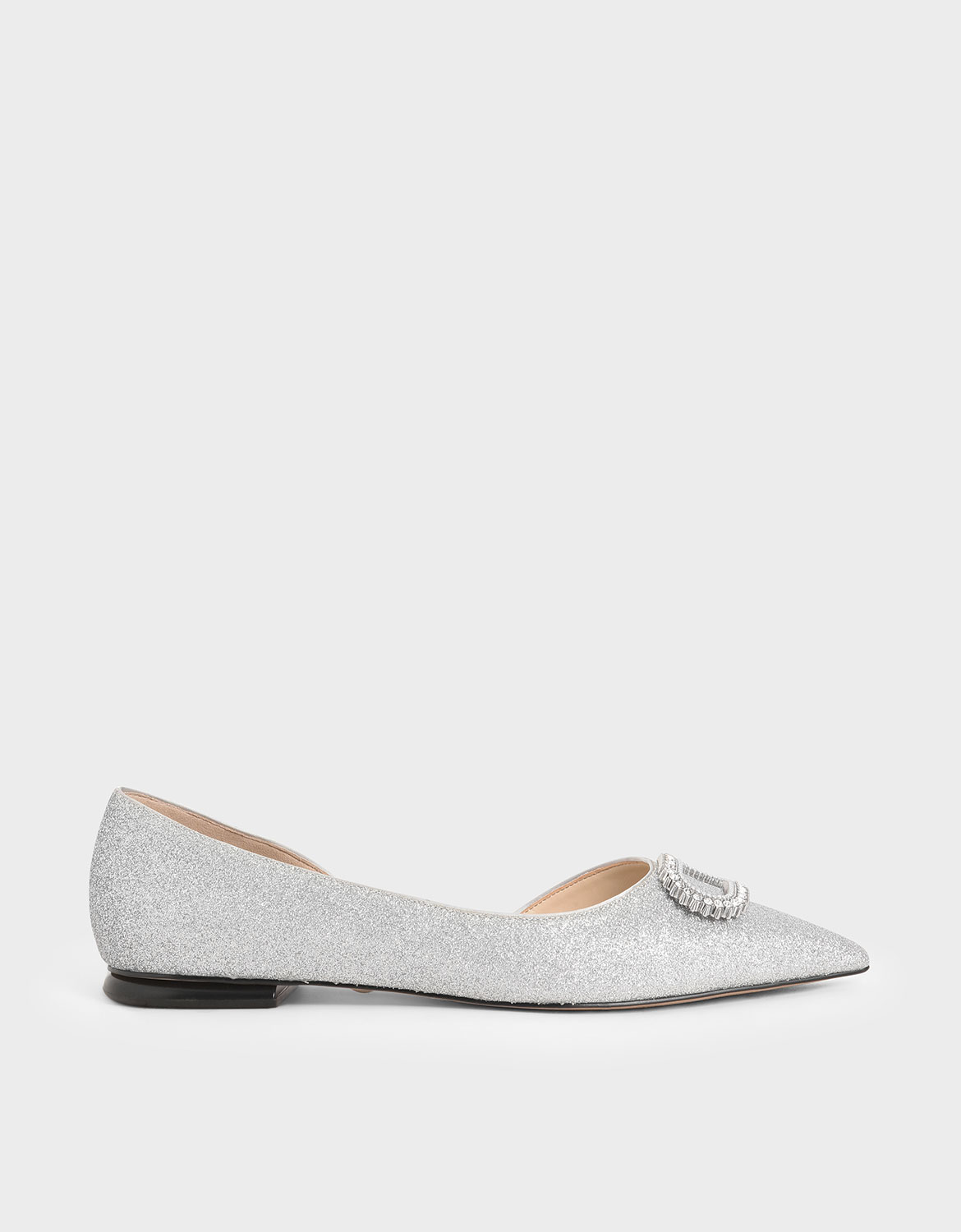Wedding Collection: Embellished Glitter Ballerina Flats, Silver