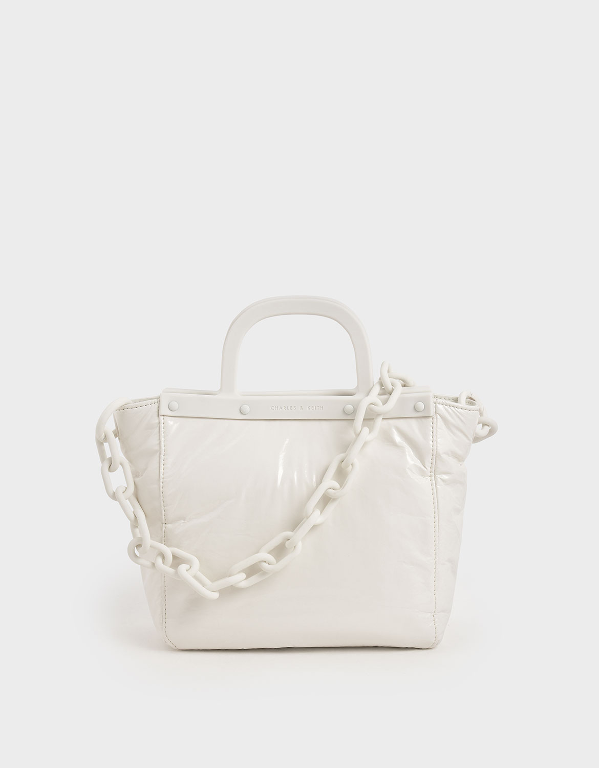 Patent Tote Bag, White
