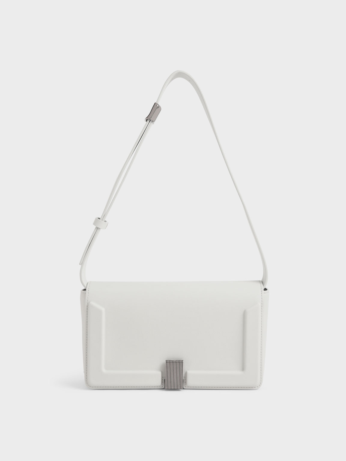 Elyse Turn-Lock Shoulder Bag, White