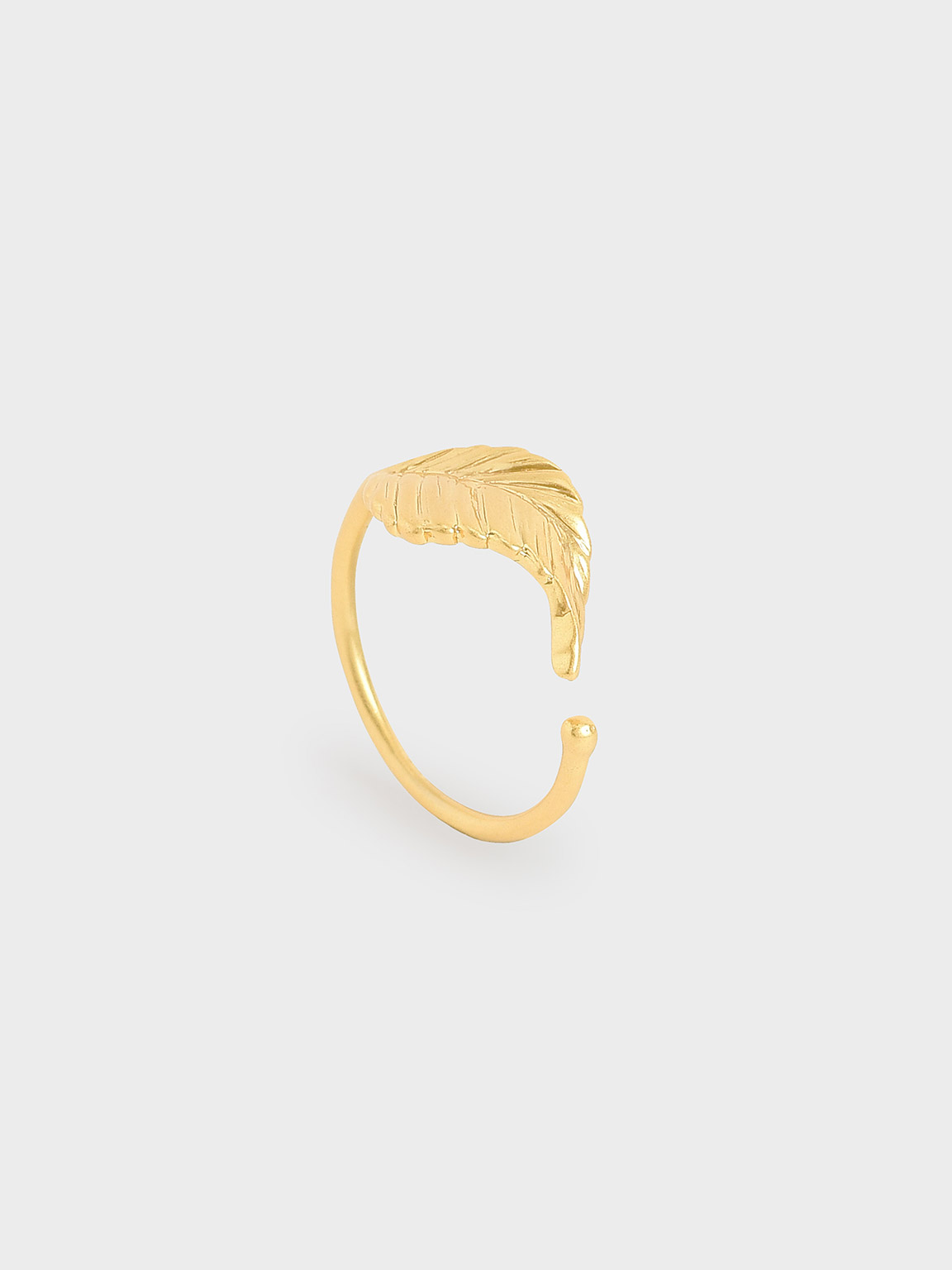 Leaf Band Ring, Brush gold