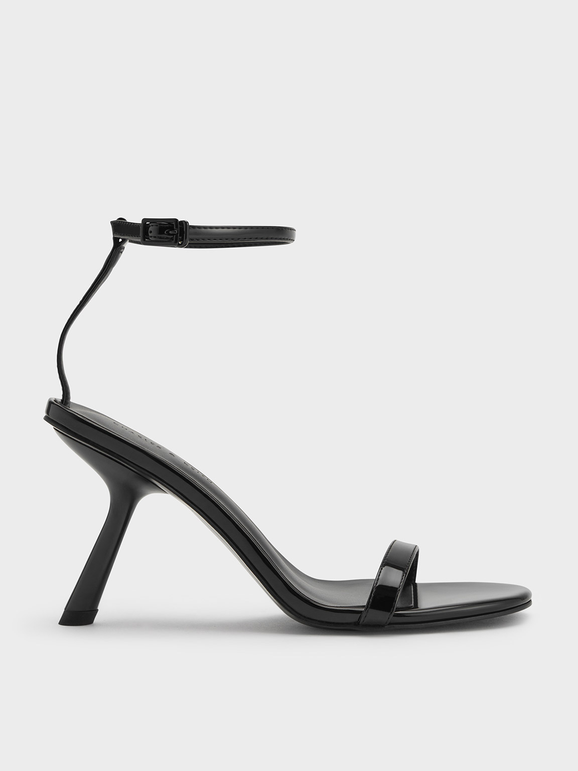 Patent Slant-Heel Ankle-Strap Sandals