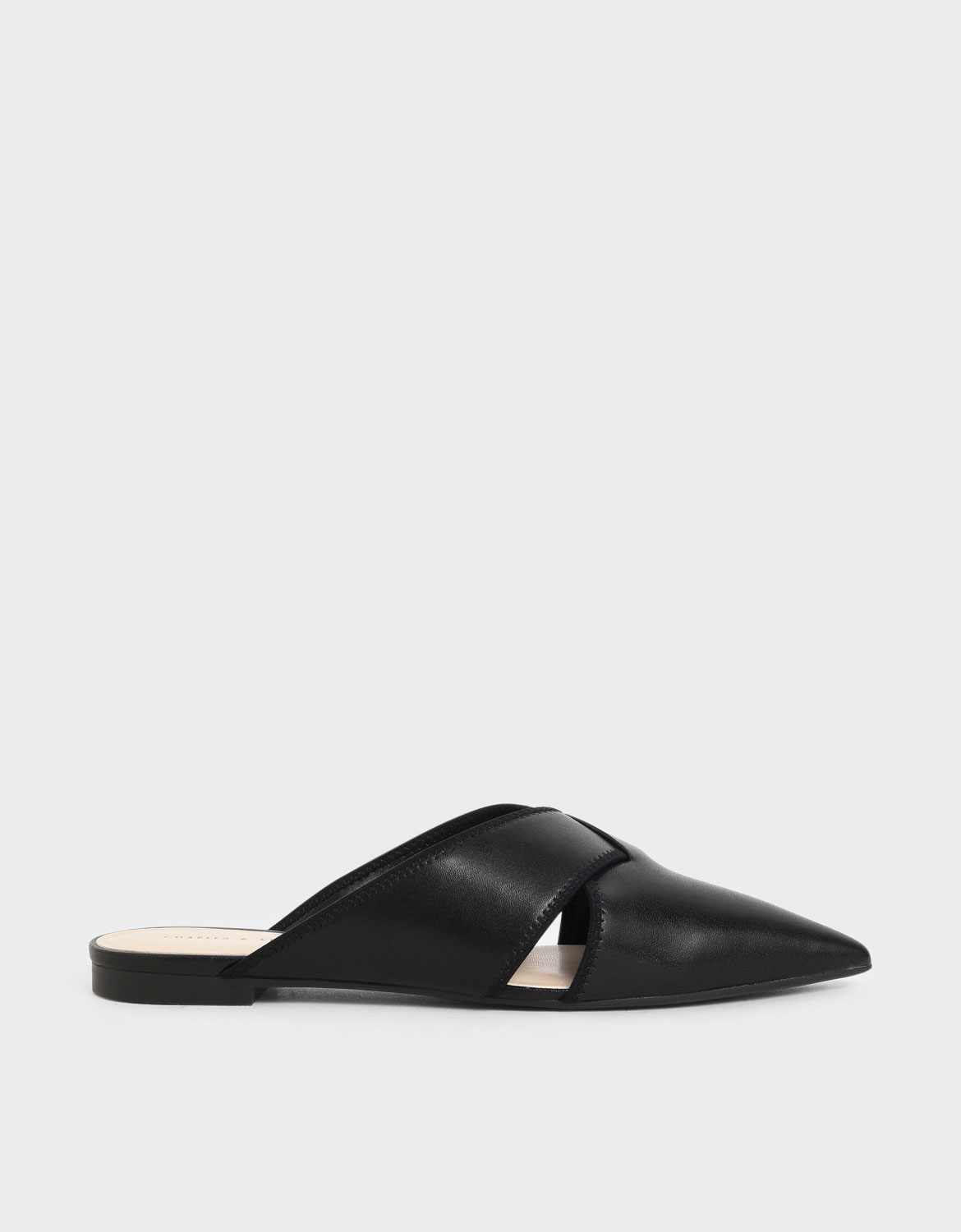 Woven Pointed Toe Mules, Black