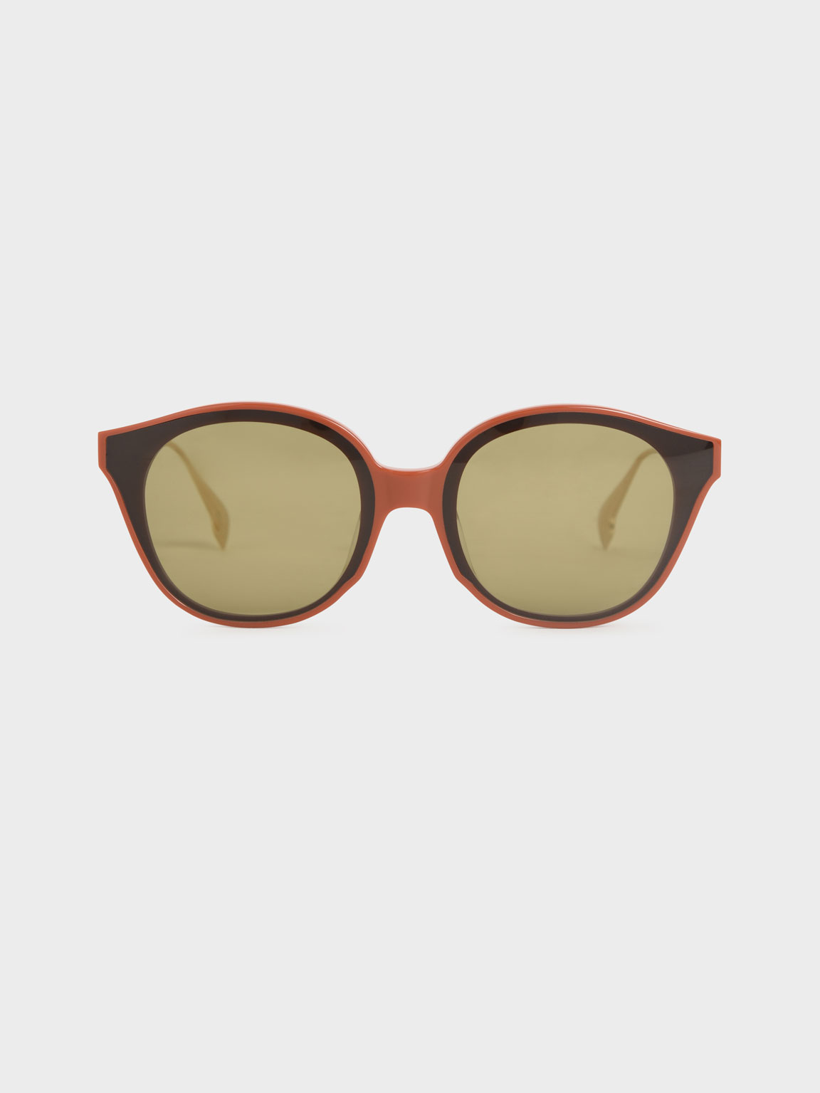Acetate Cat-Eye Sunglasses, Clay