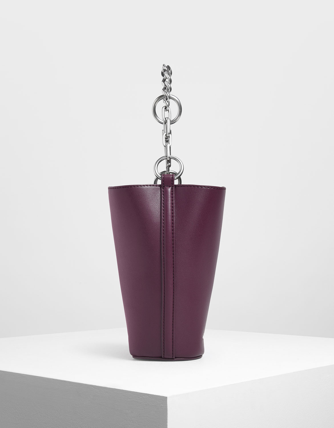 Mini Slanted Bucket Bag, Prune