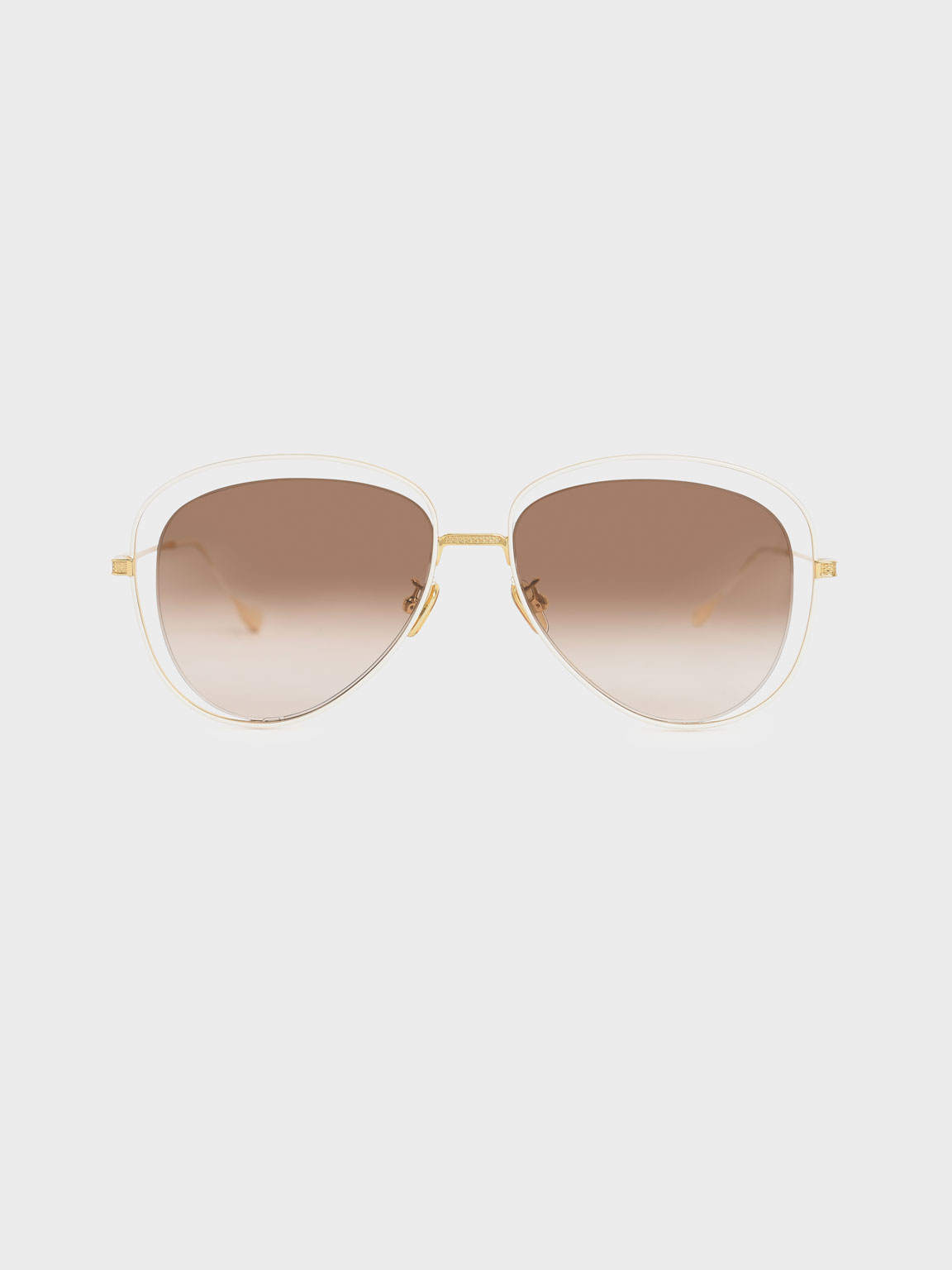 Cut-Out Aviator Sunglasses, Gold