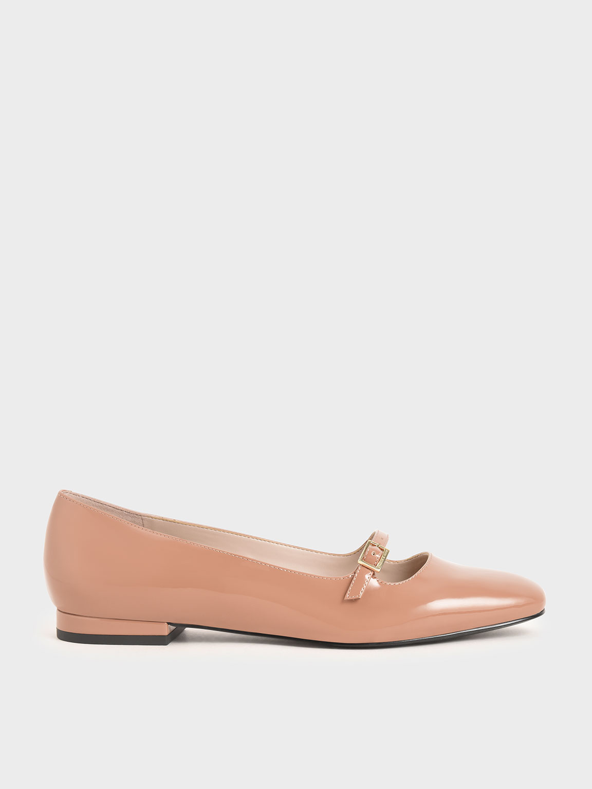 Patent Mary Jane Flats, Nude
