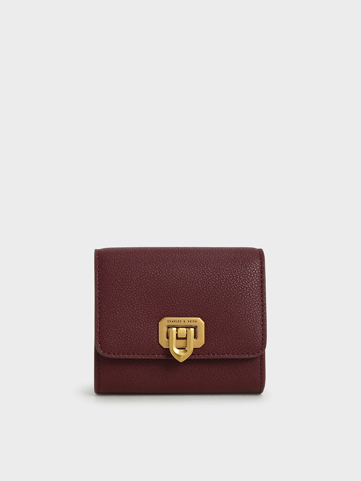 Classic Push-Lock Mini Wallet, Burgundy