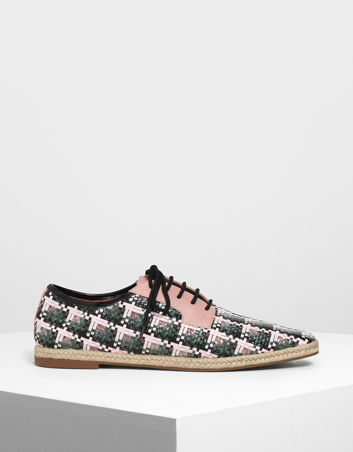 Raffia Derby Shoes, Blush