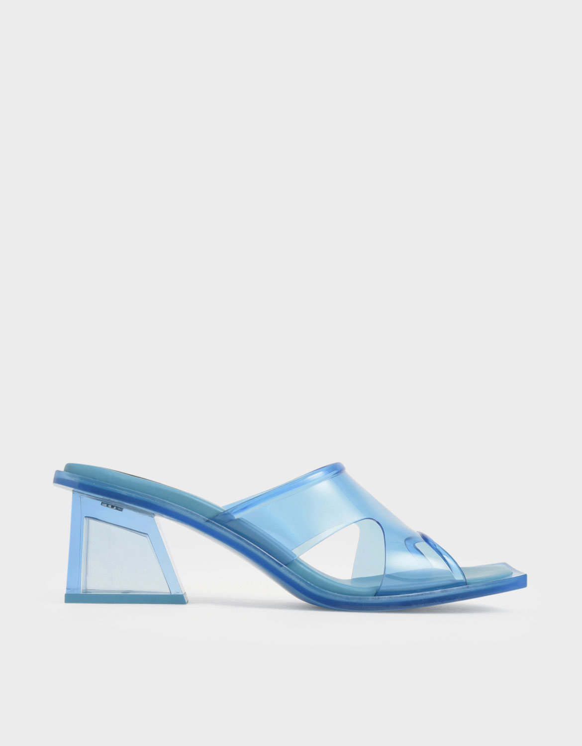 Acrylic Heel Mules, Teal