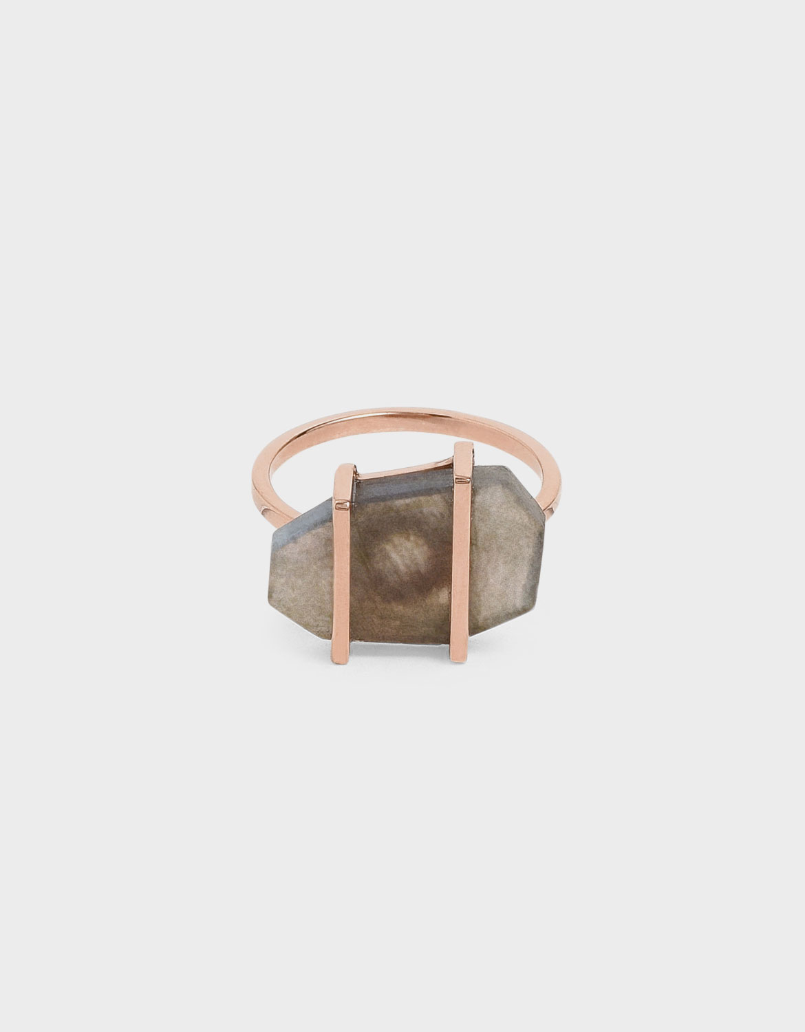 Labradorite Stone Ring, Rose gold