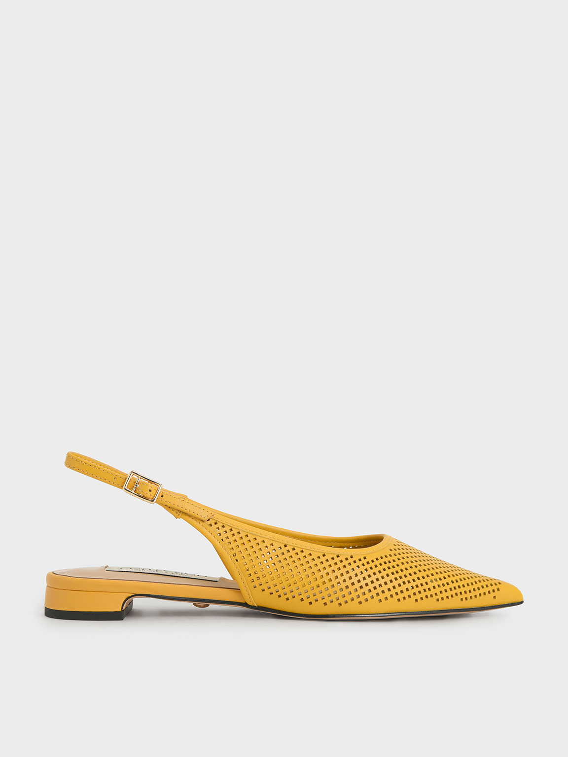 Leather Laser-Cut Slingback Ballerinas, Yellow
