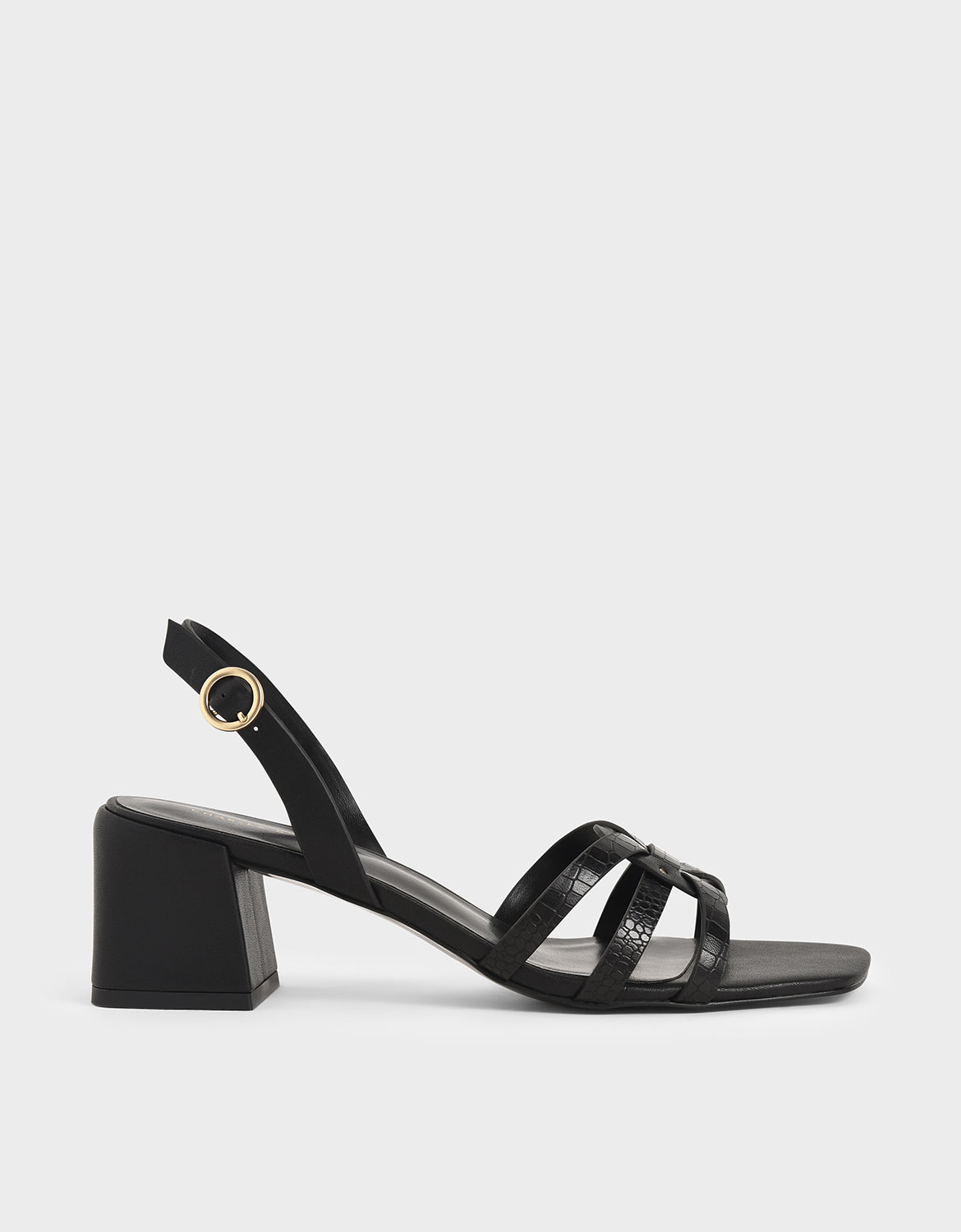 Snake Print Block Heel Sandals, Animal print black