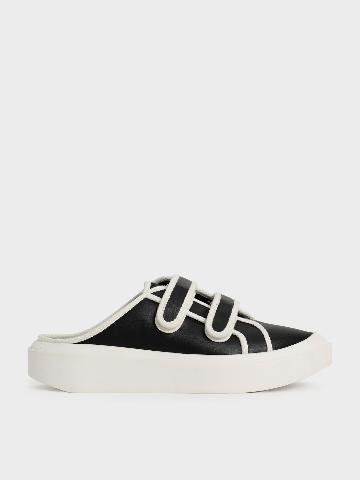 Two-Tone Velcro Sneaker Mules, Black