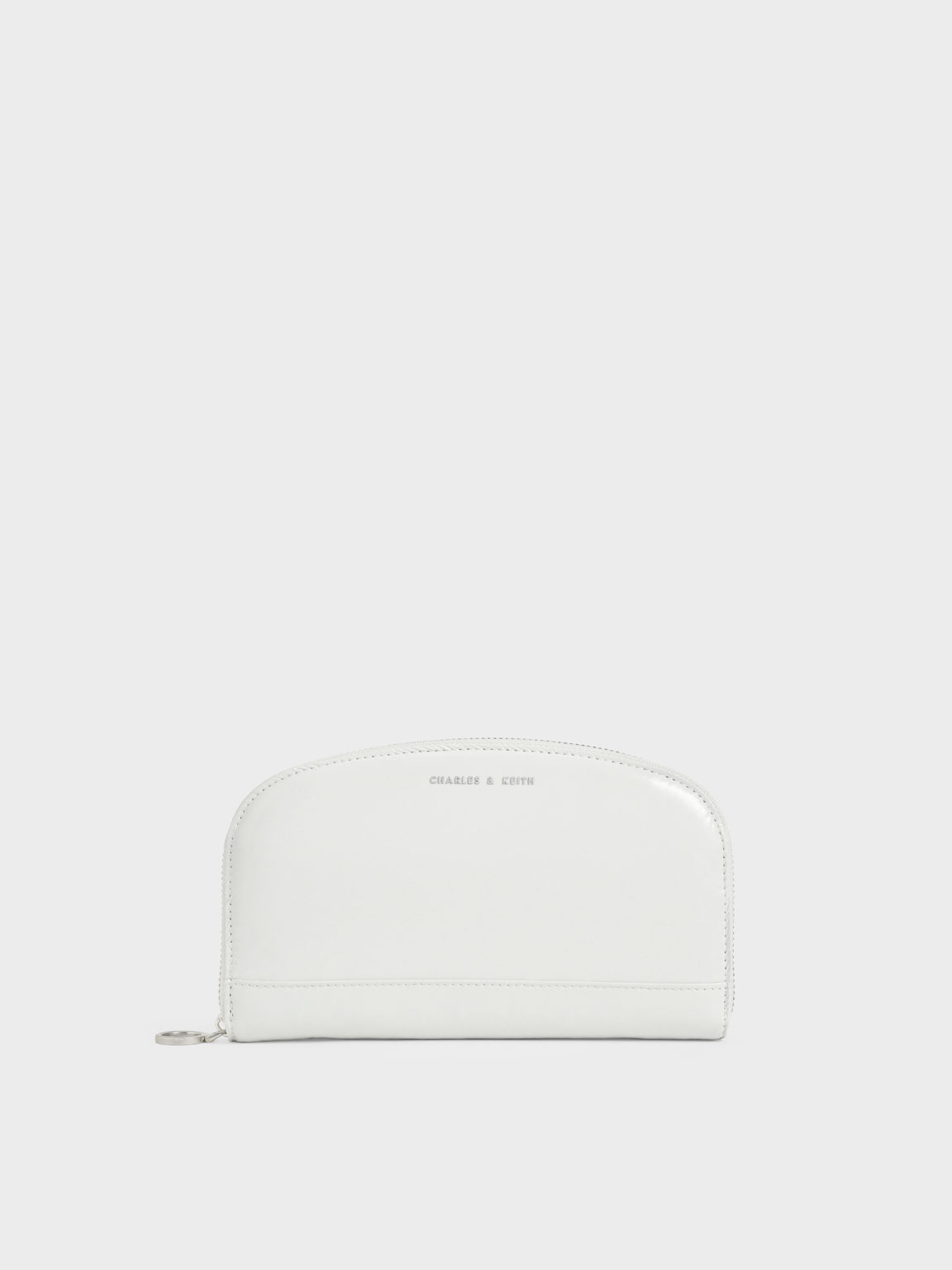 Curved Mini Long Wallet, White