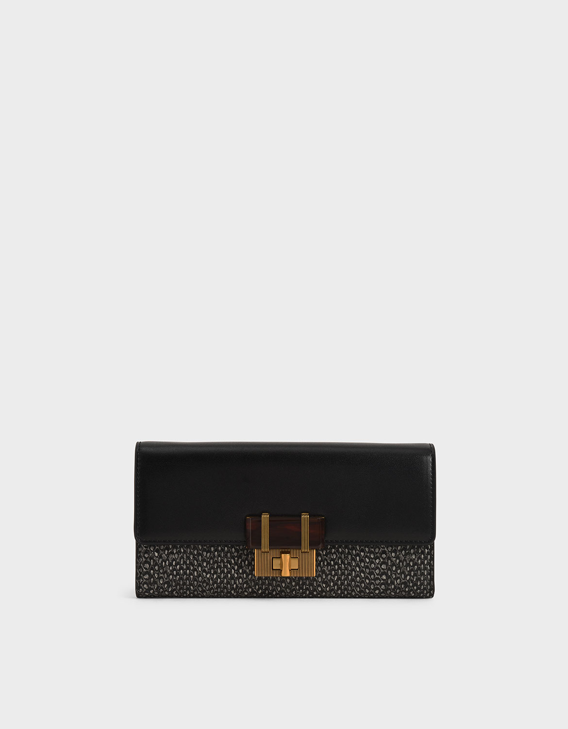 Snake Print Stone-Embellished Long Wallet, Multi