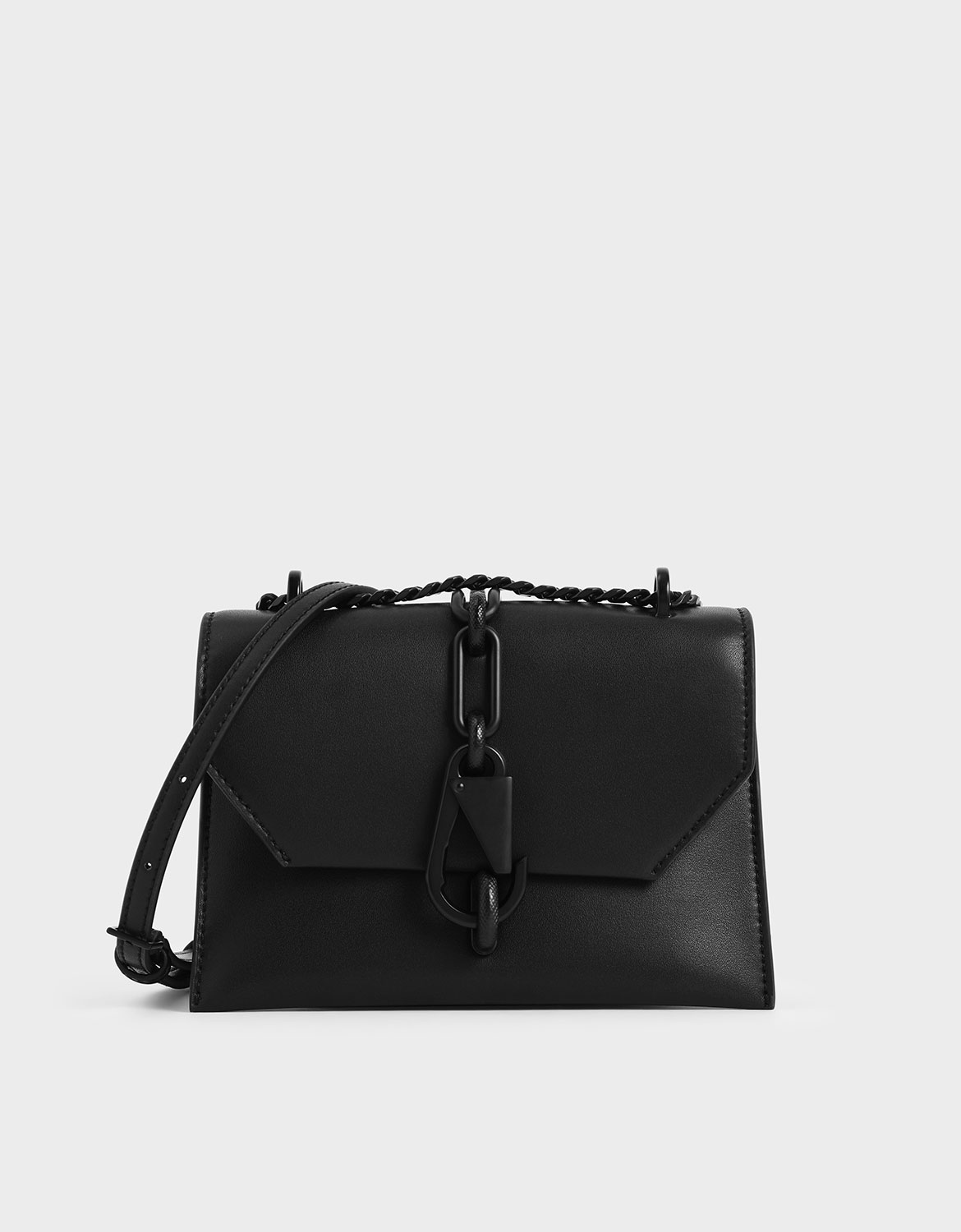Metallic Accent Crossbody Bag, Black