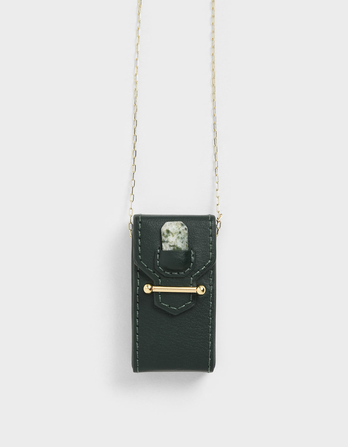 Agate Tree Stone Opera Necklace Bag, Green