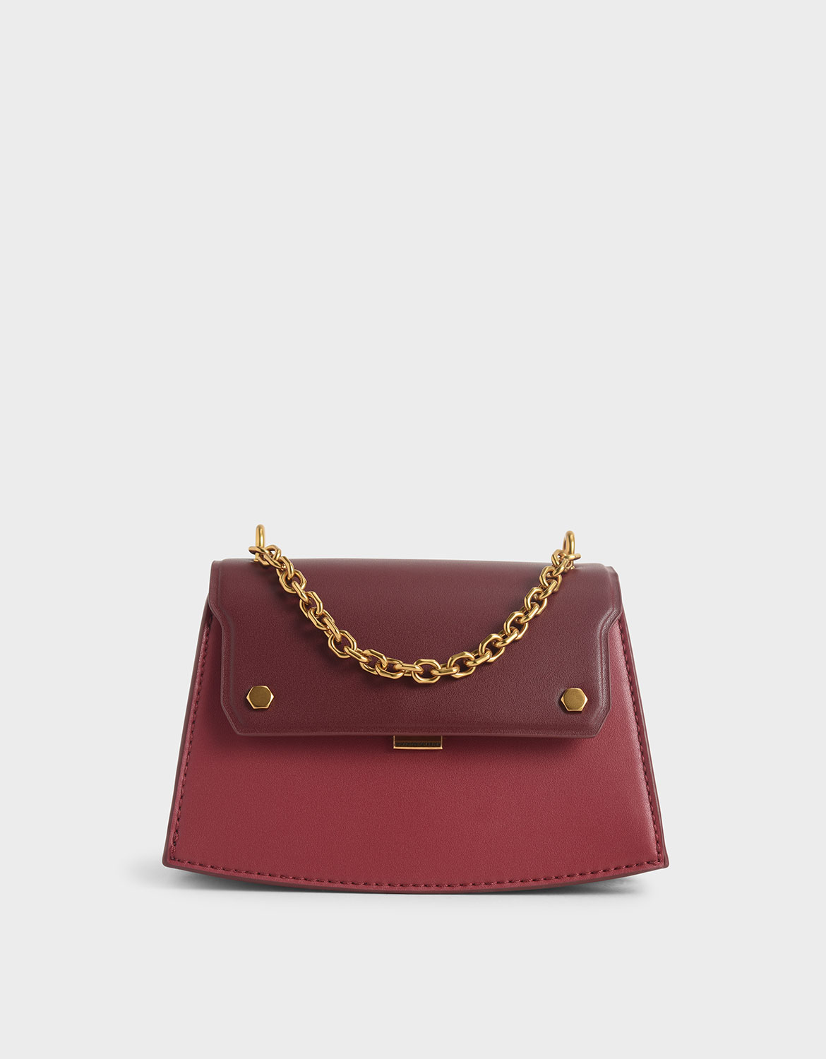 Two-Tone Chain Handle Crossbody Bag, Rose