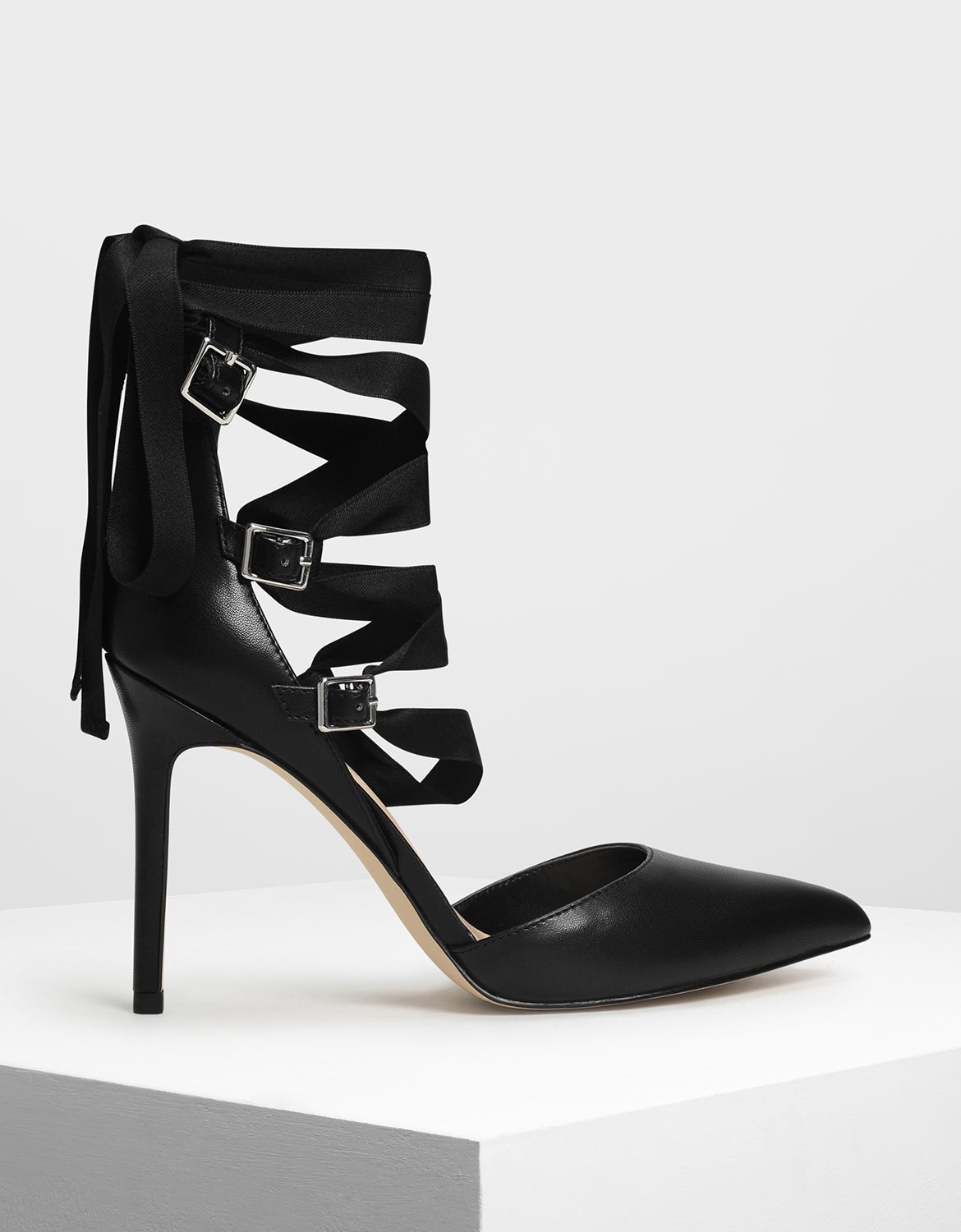 Lace Up Pointed Pumps, Black
Lace Up Pointed Pumps, Black