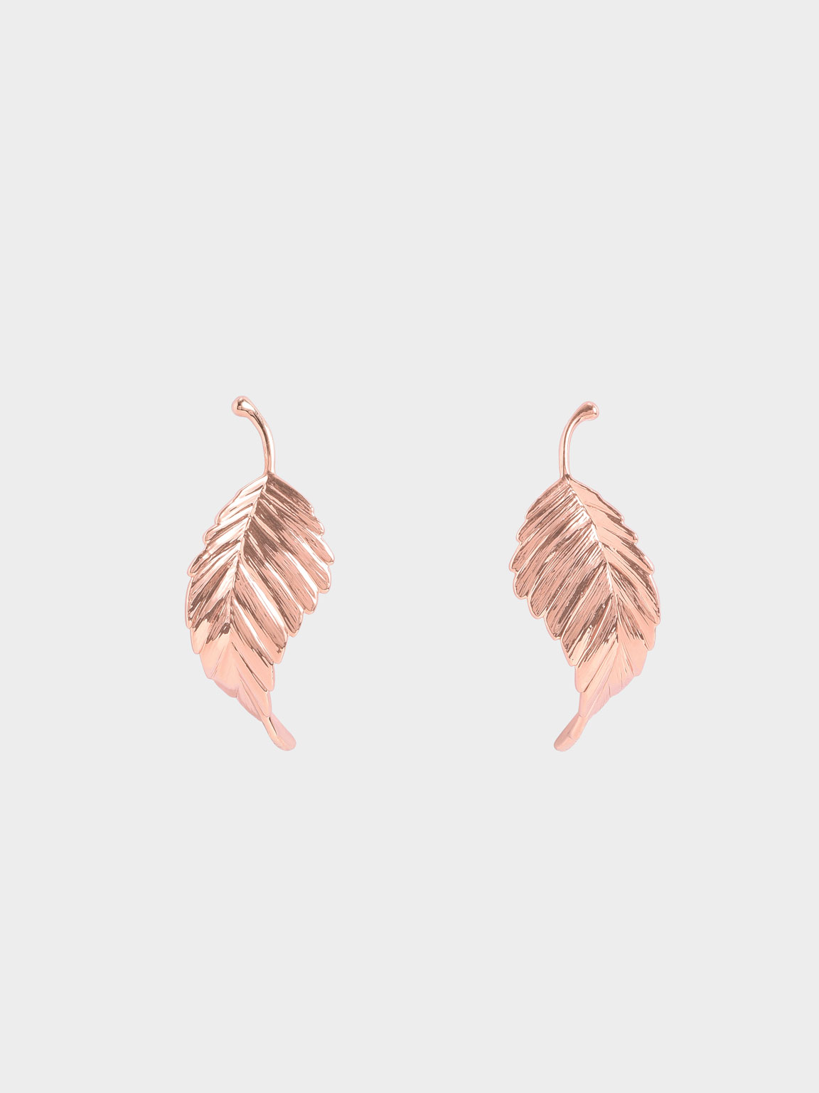 Leaf Stud Earrings, Rose gold