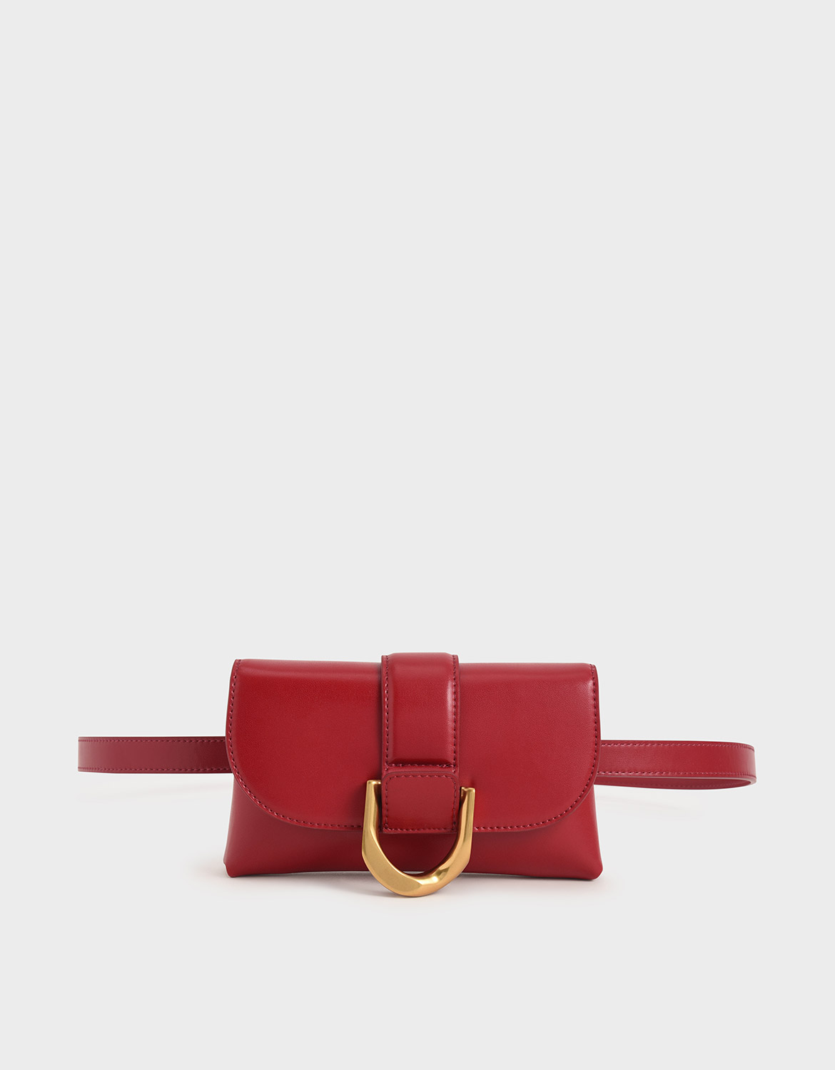 Metallic Buckle Crossbody Bag, Red
