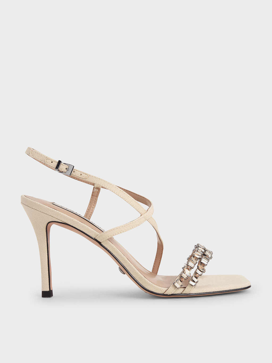 Canvas Gem-Embellished Sandals