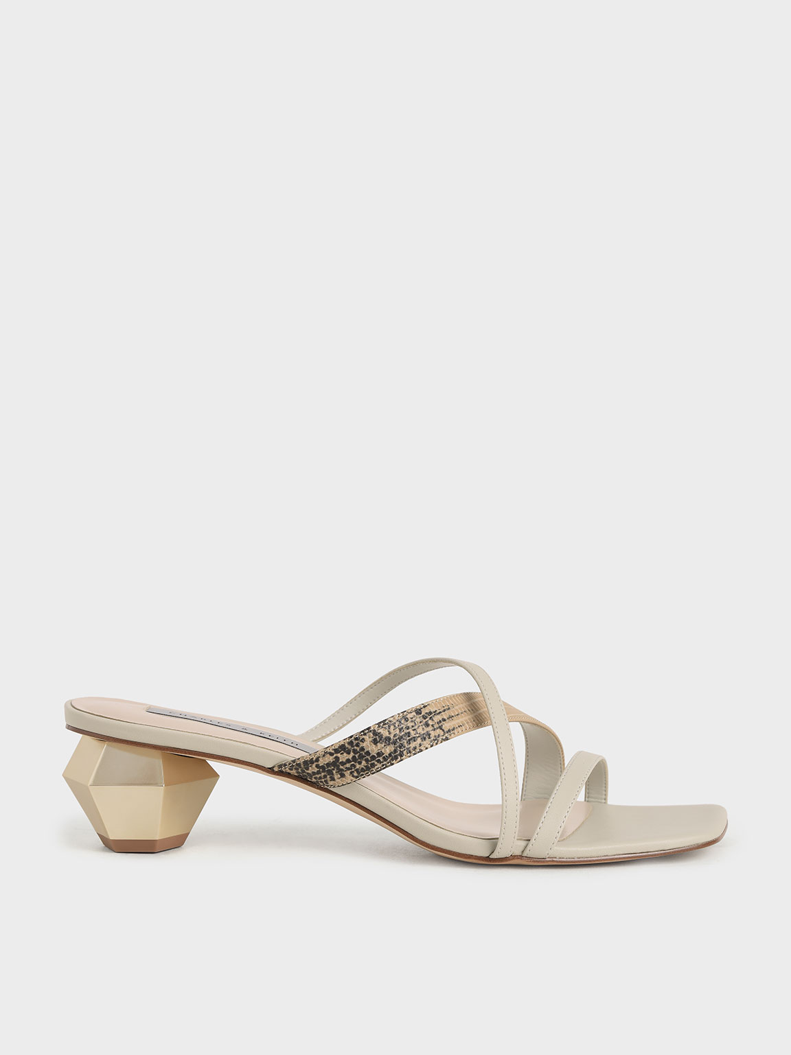 Snake Print Cross Strap Heeled Mules