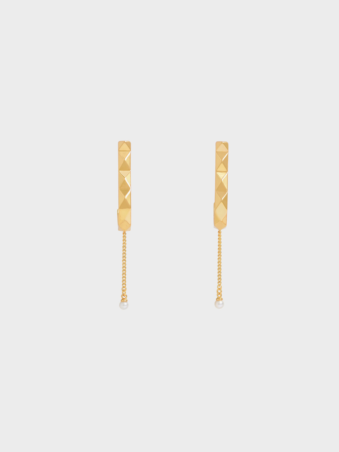 Geometric Pearl Drop Earrings, Gold