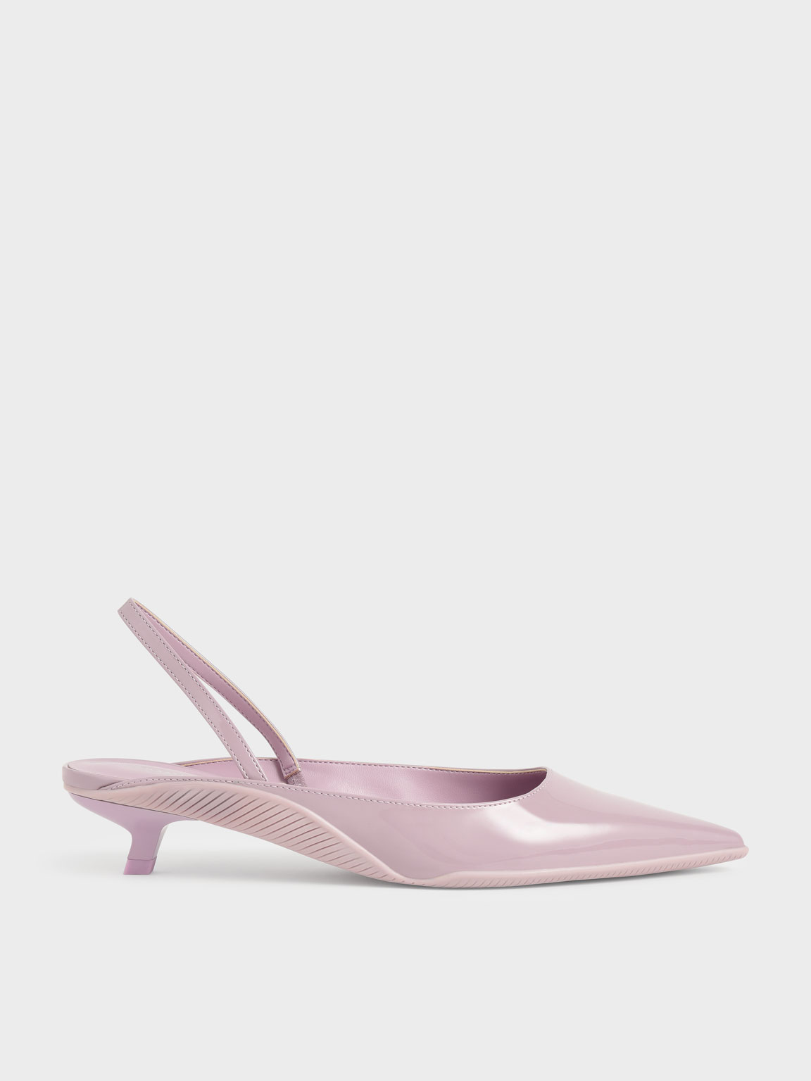 Patent Pointed Toe Slingback Pumps, Lilac