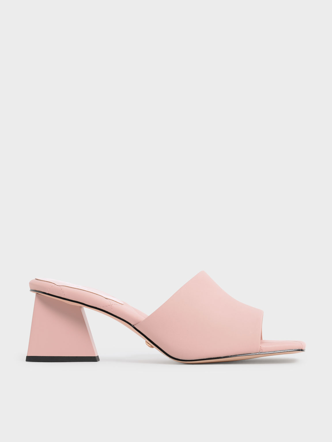 Leather Trapeze Heel Mules, Pink