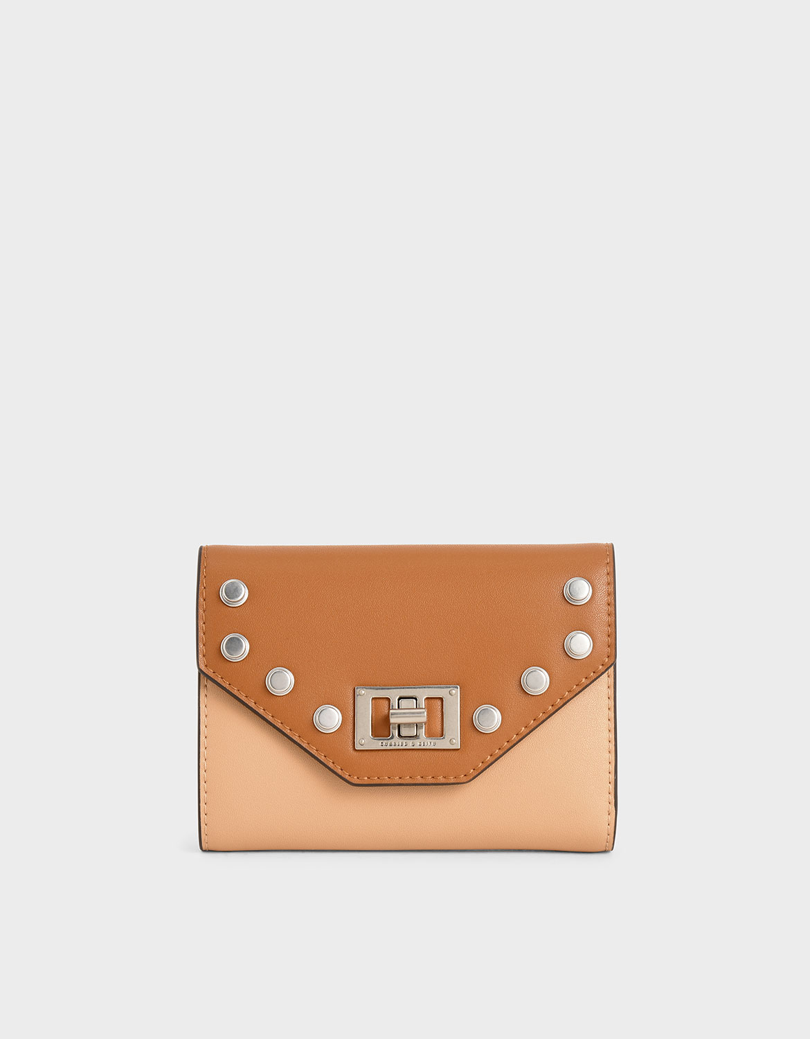 Studded Small Wallet, Nude