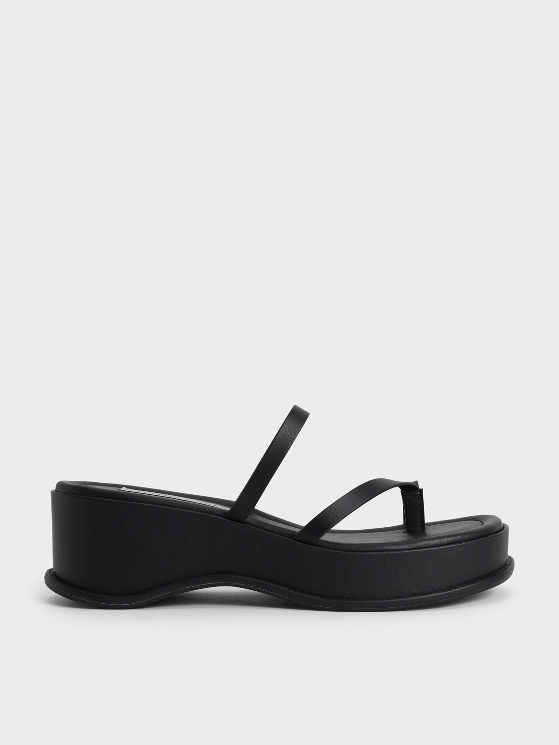 Toe Loop Flatform Sandals, Black