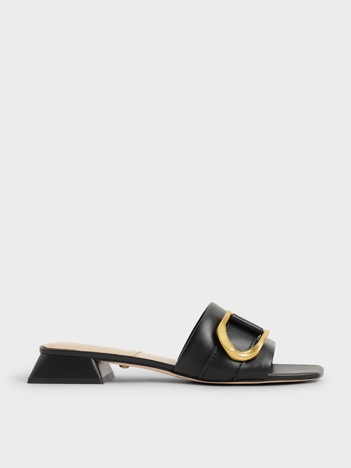 Gabine Buckled Leather Mules 
