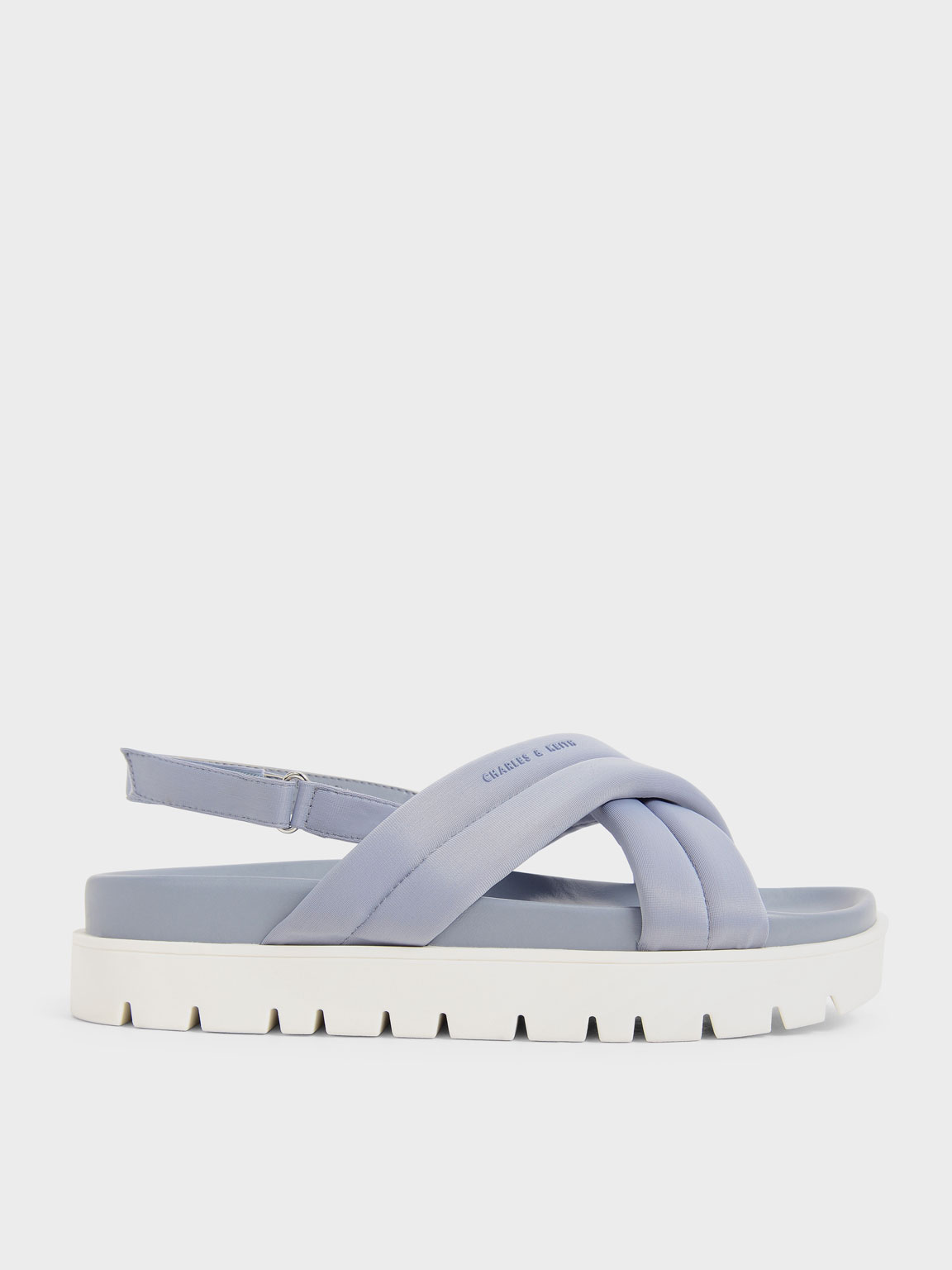 Recycled Polyester Padded Sports Sandals, Light blue