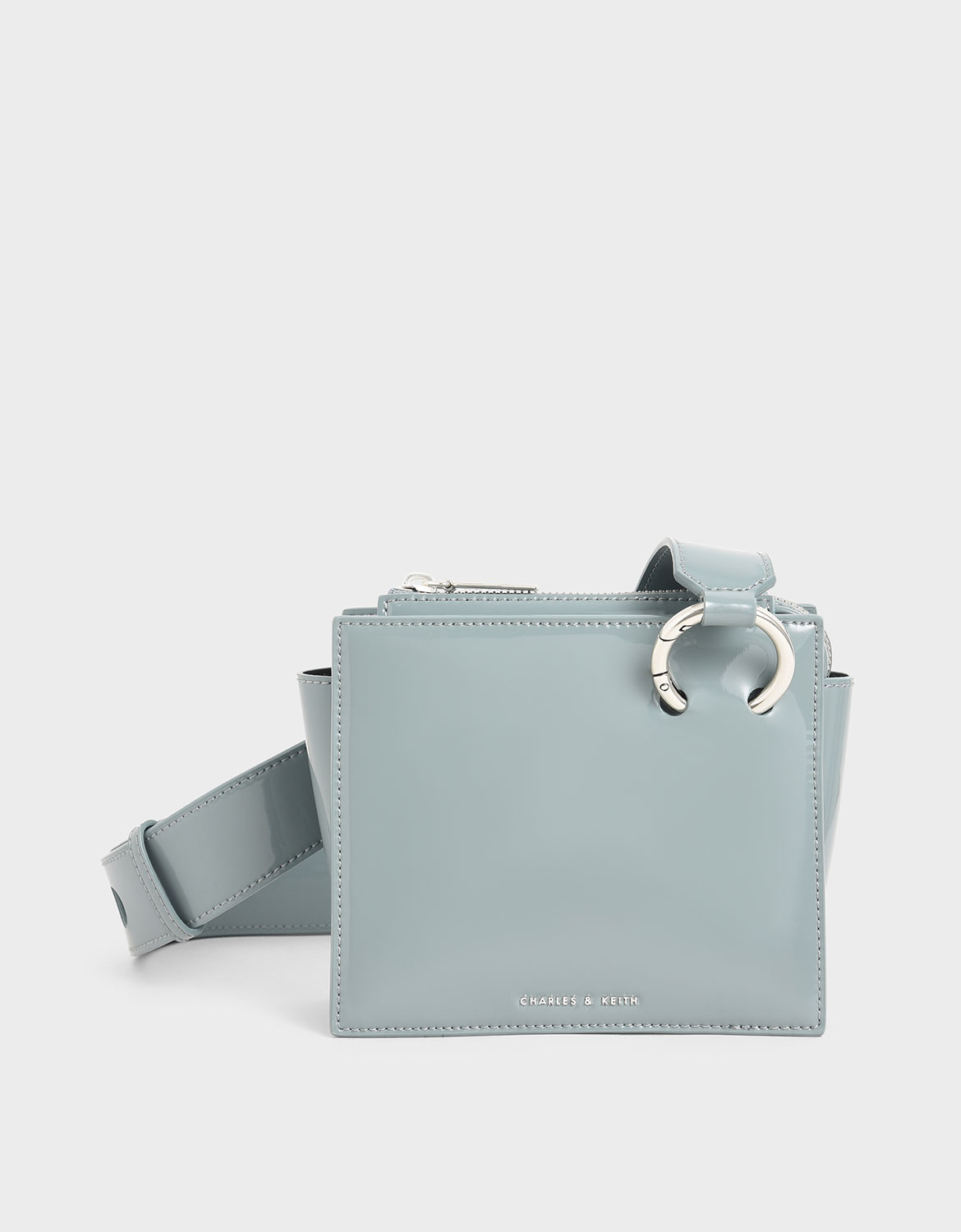 Patent Square Crossbody Bag, Slate blue
