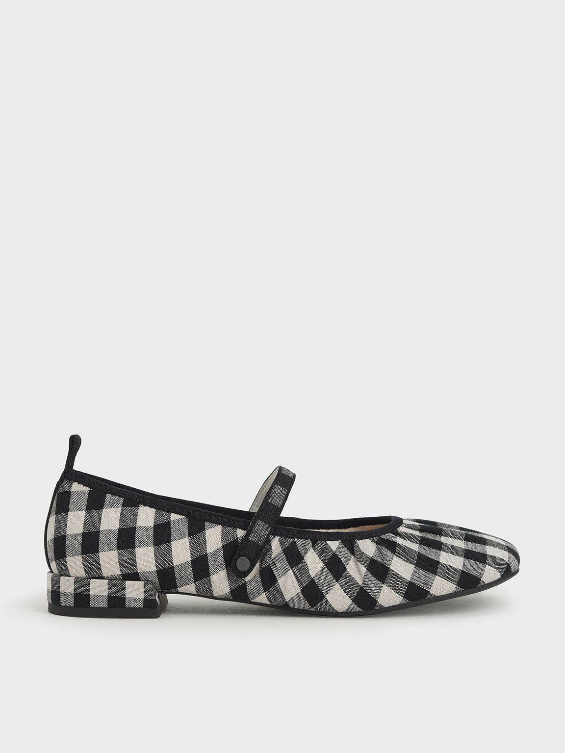 Woven Gingham Mary Janes, Black
