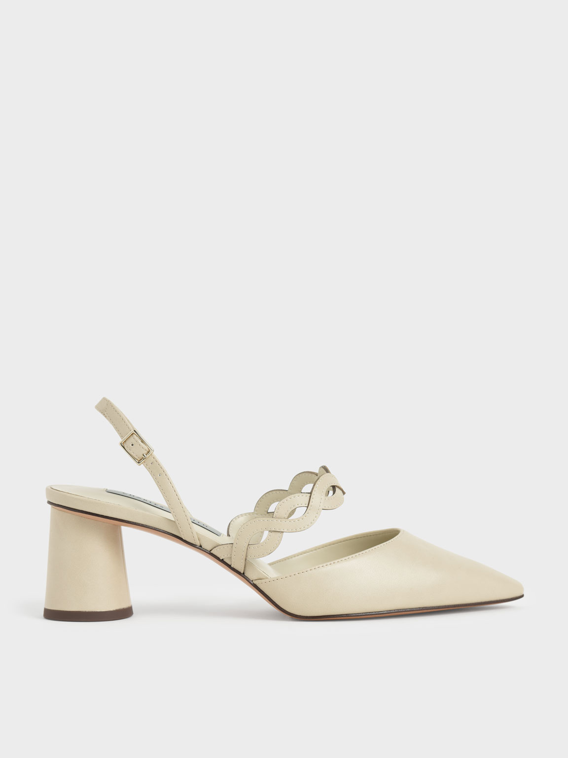 Woven Strap Slingback Pumps, Chalk