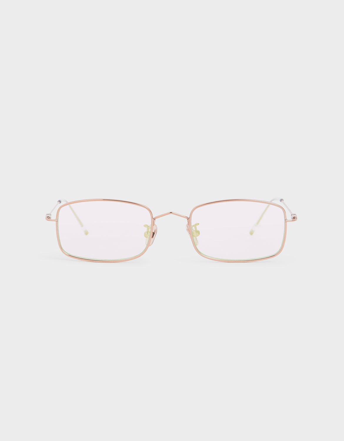 Rectangular Wireframe Sunglasses, Pink