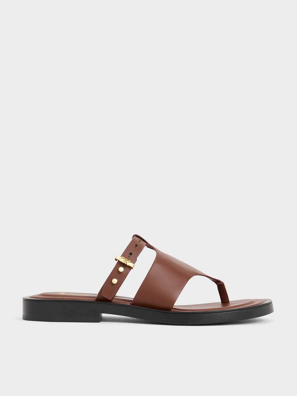 Leather Asymmetric Thong Sandals